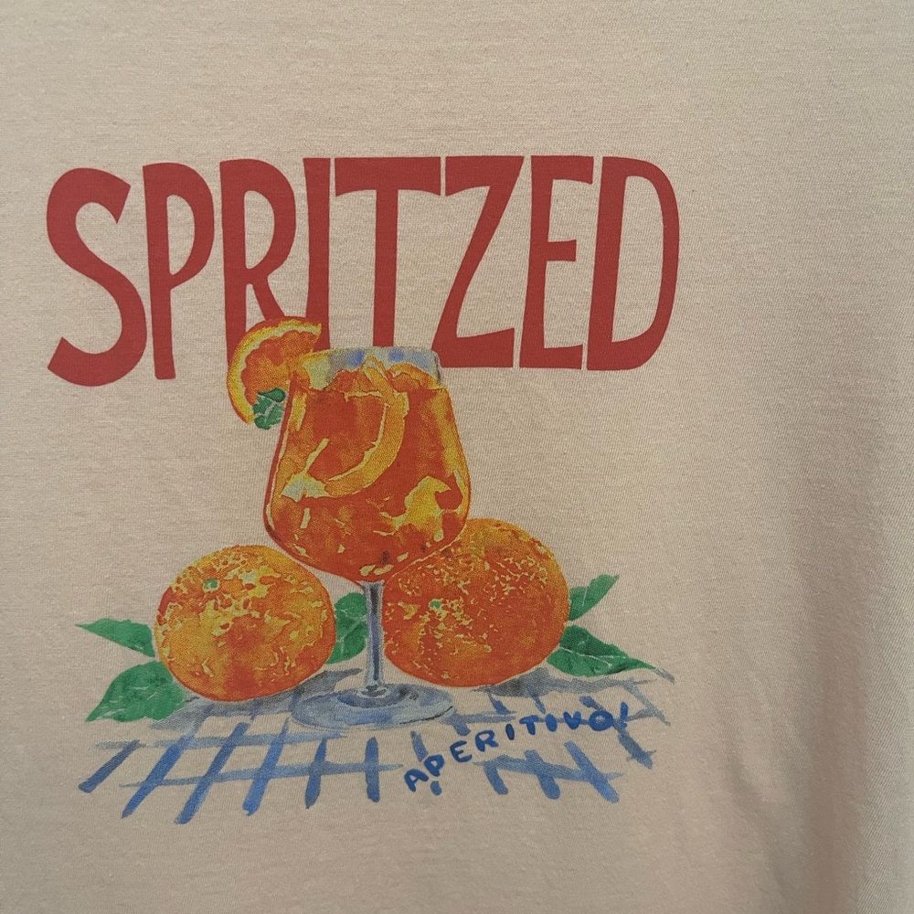 J.Crew Peach Graphic “Spritzed” Short Sleeve Tee Shirt , Orange Design - size M - Picture 11 of 12